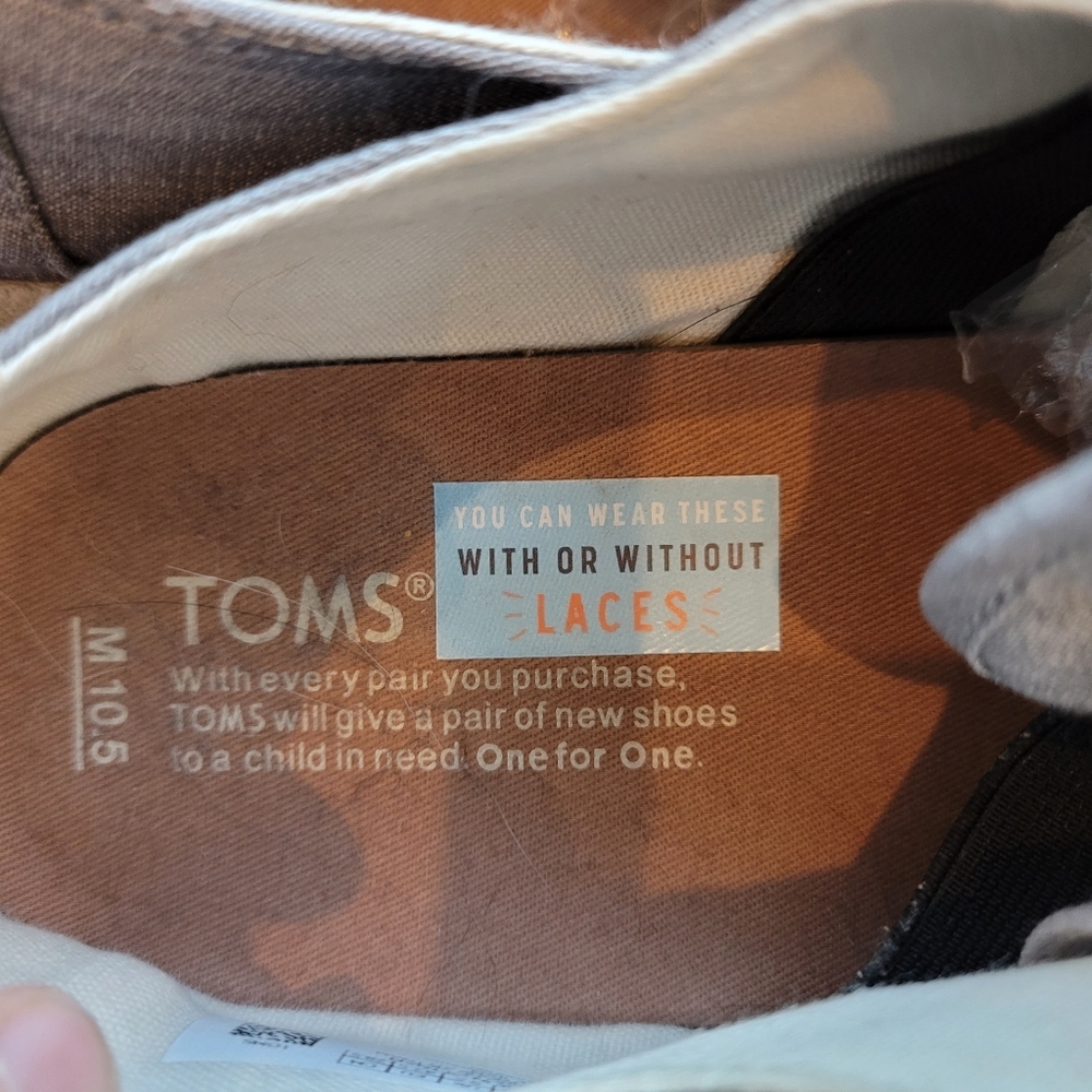 Toms gray men's sneakers with or without laces sz US 10.5 canvas - Picture 10 of 11